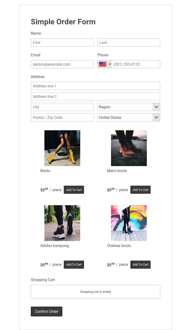 Simple Order Form Template