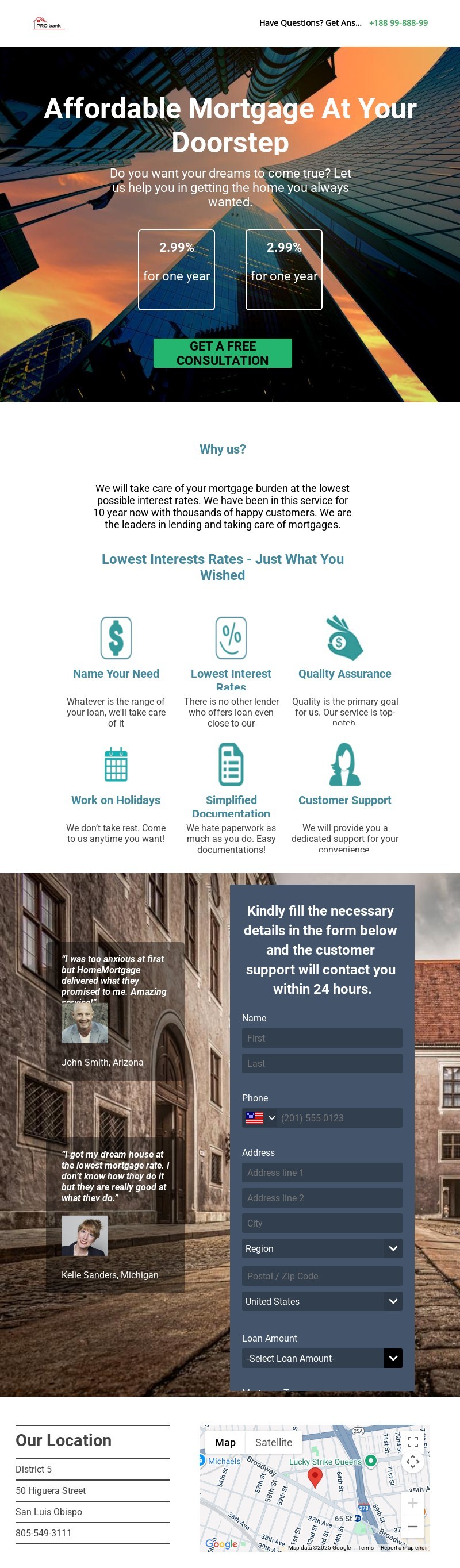 Banking and Mortgage  Landing Page