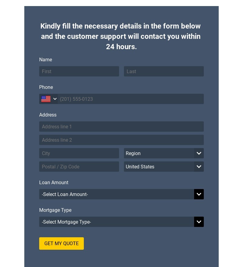Loan Quote Request Form Template