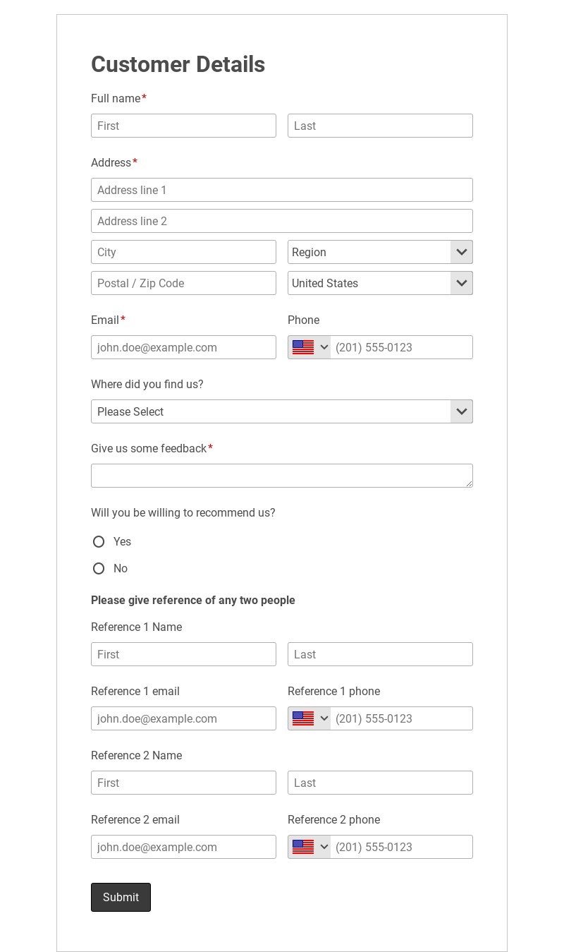 New Customer Registration Form