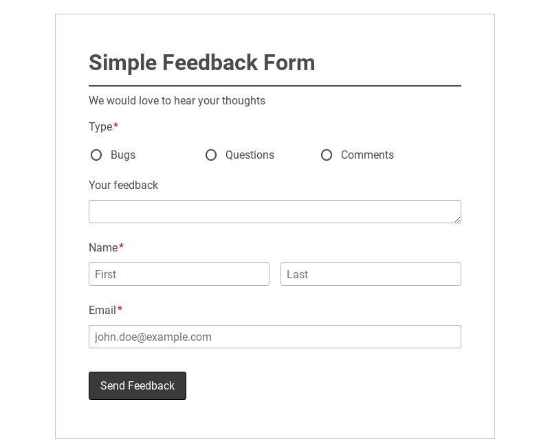 Simple Feedback Form Template