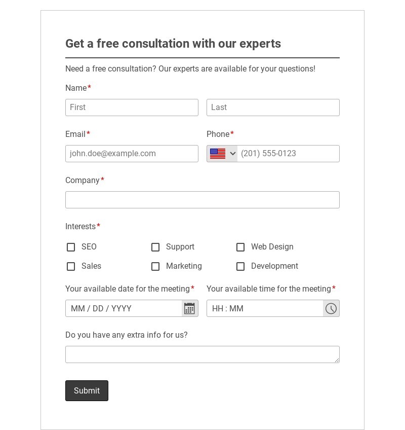 Customer Consultation Form Template
