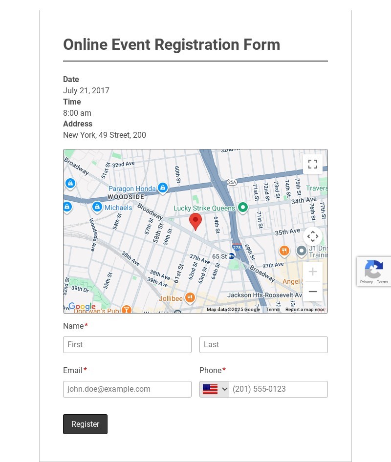 Online Event Registration Form