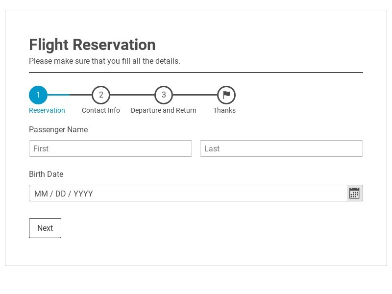 Online Flight Reservation Form Template