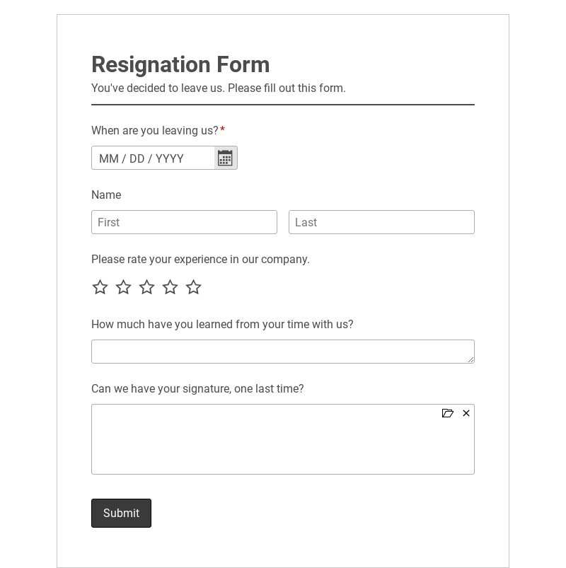 Resignation Form