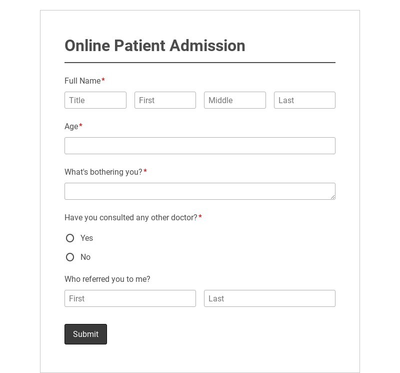 Free Online Patient Admission Form Template