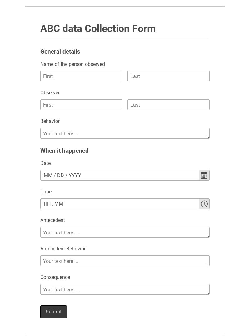 ABC Data Collection Form