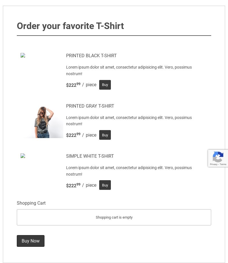 Simple T-Shirt Order Form Template