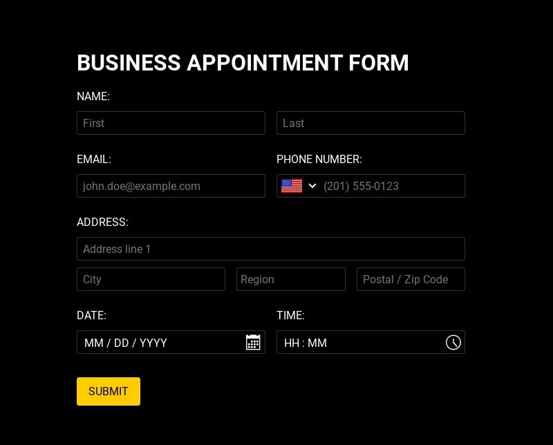 Business Appointment Form Sample