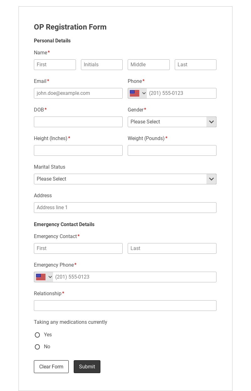 OP Registration Form Template