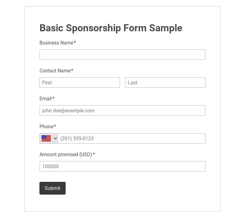 Basic Sponsorship Form Template