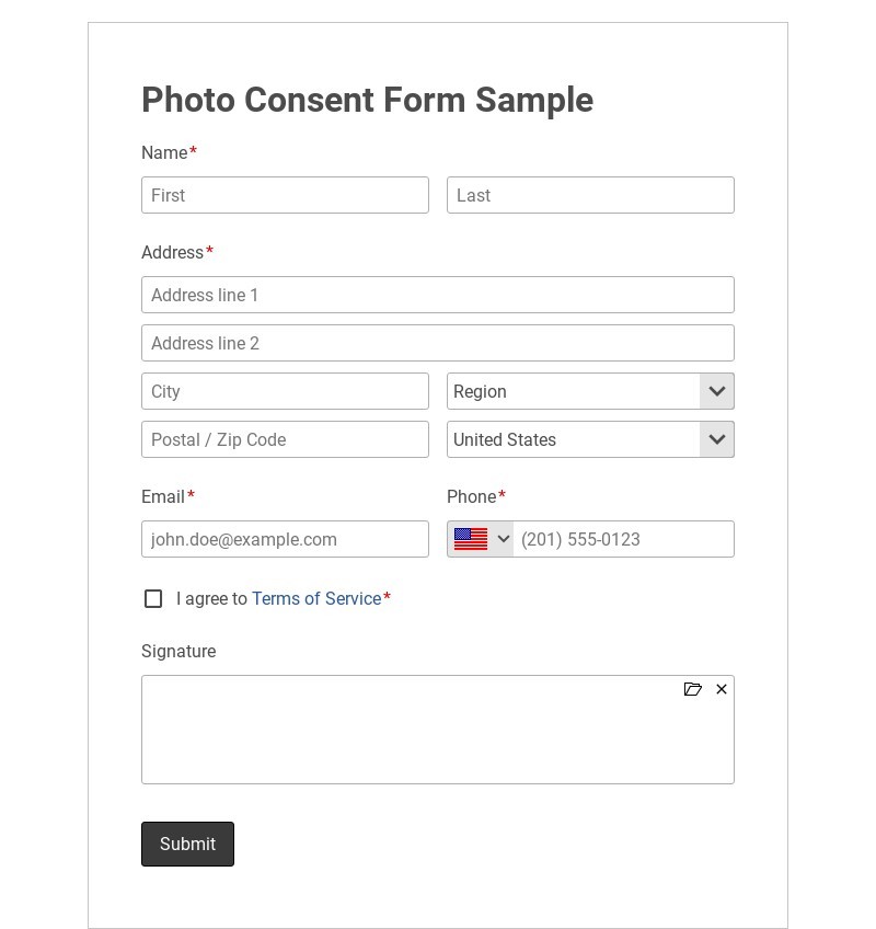 Free Photo Consent E-Form Template