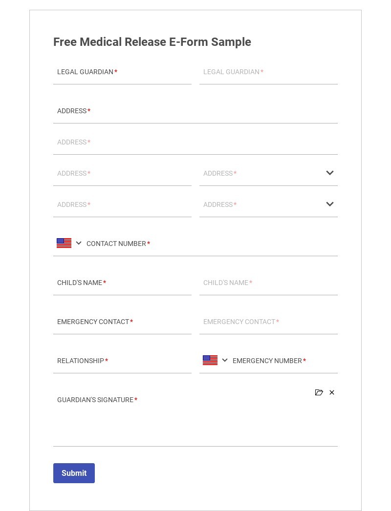 Free medical release eForm template