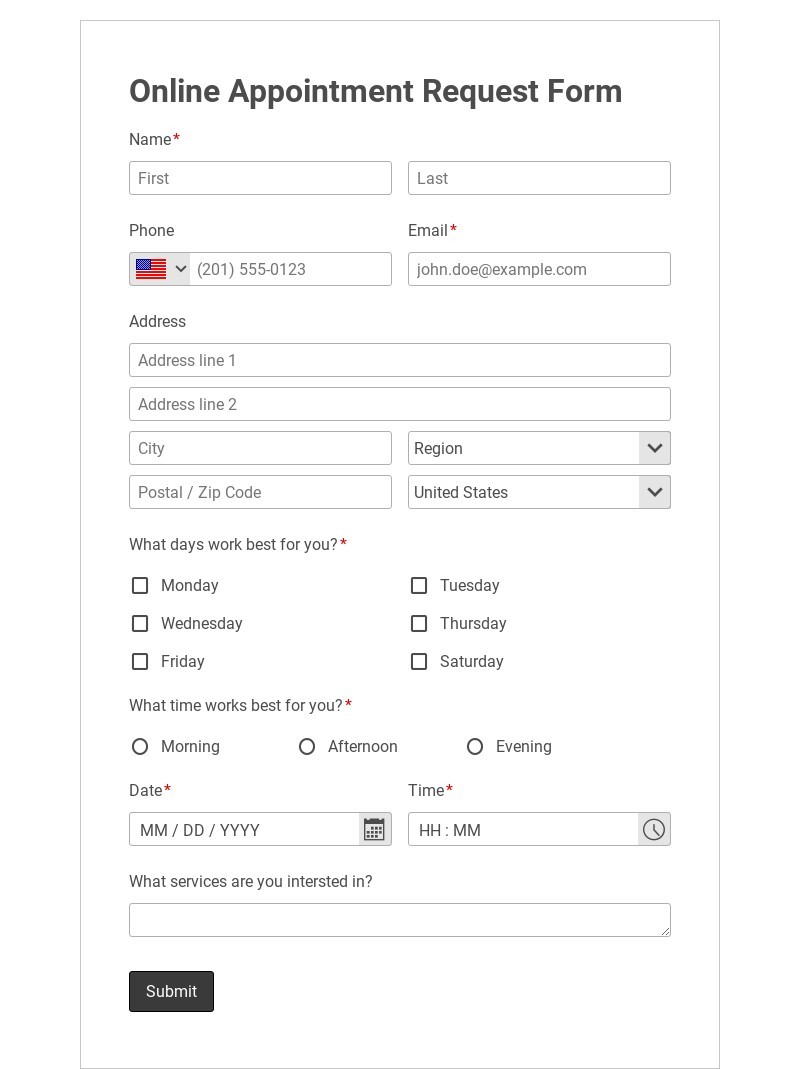 Free Appointment Request Form