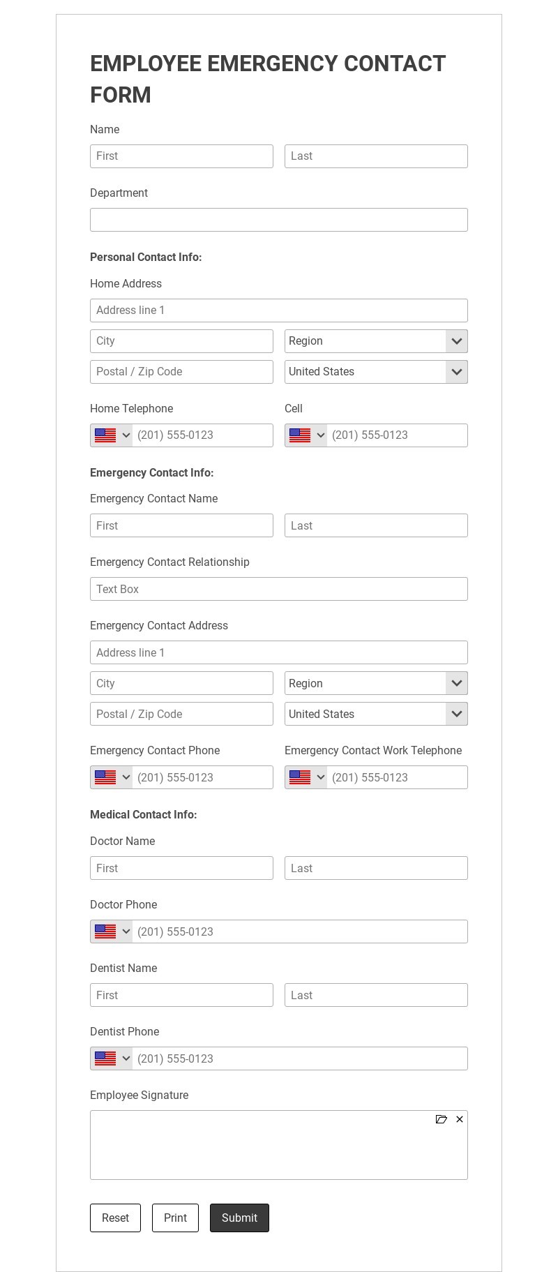 Free Employee Emergency Contact Form
