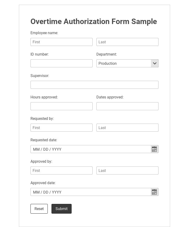 Overtime Authorization Form Template