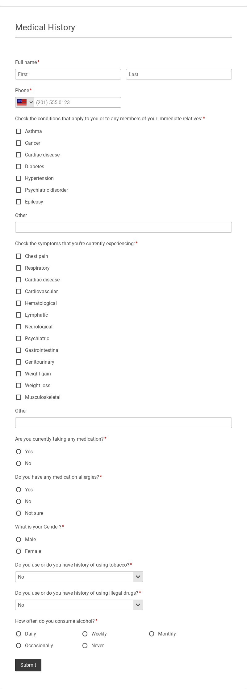 Free Medical History Form