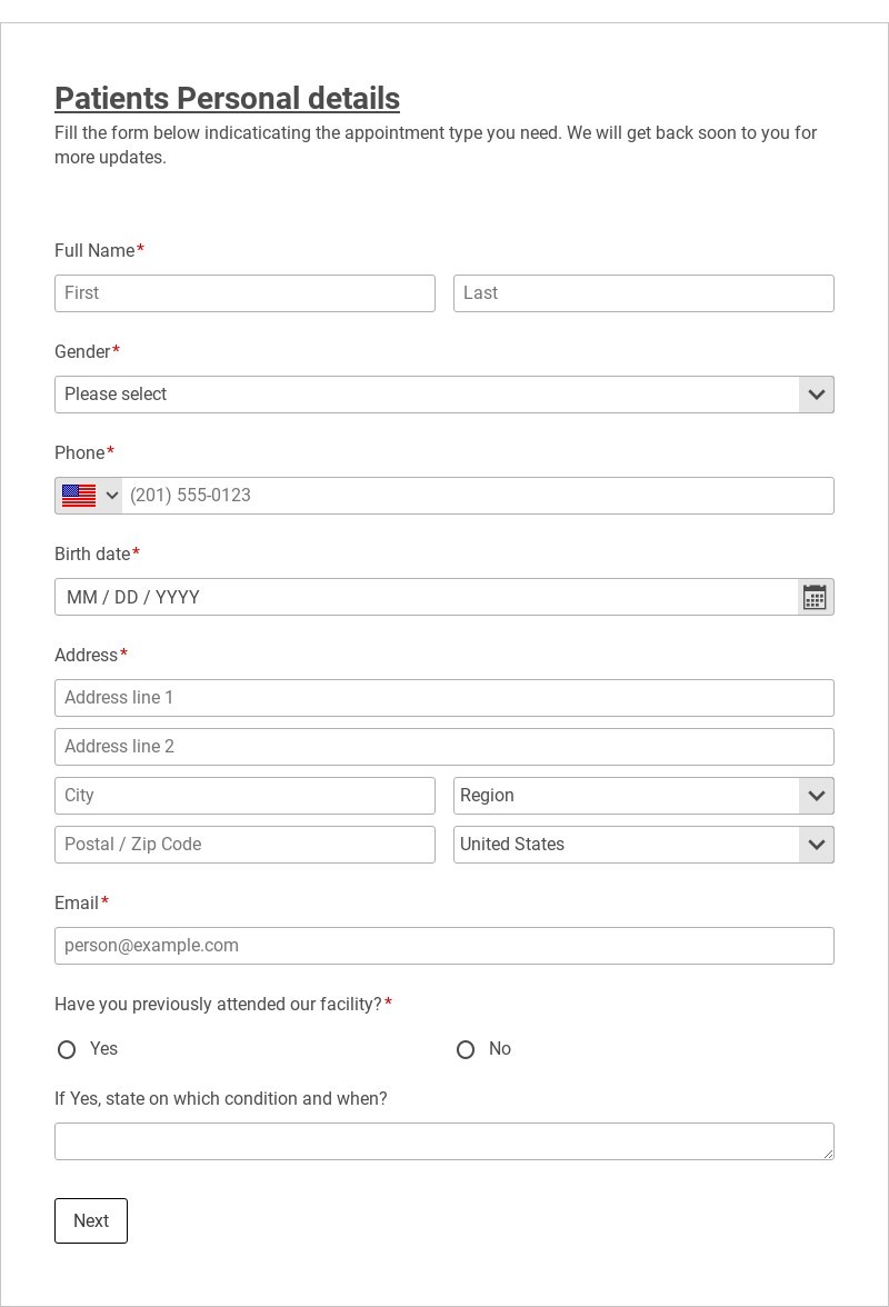 Free Online Doctor Appointment Form