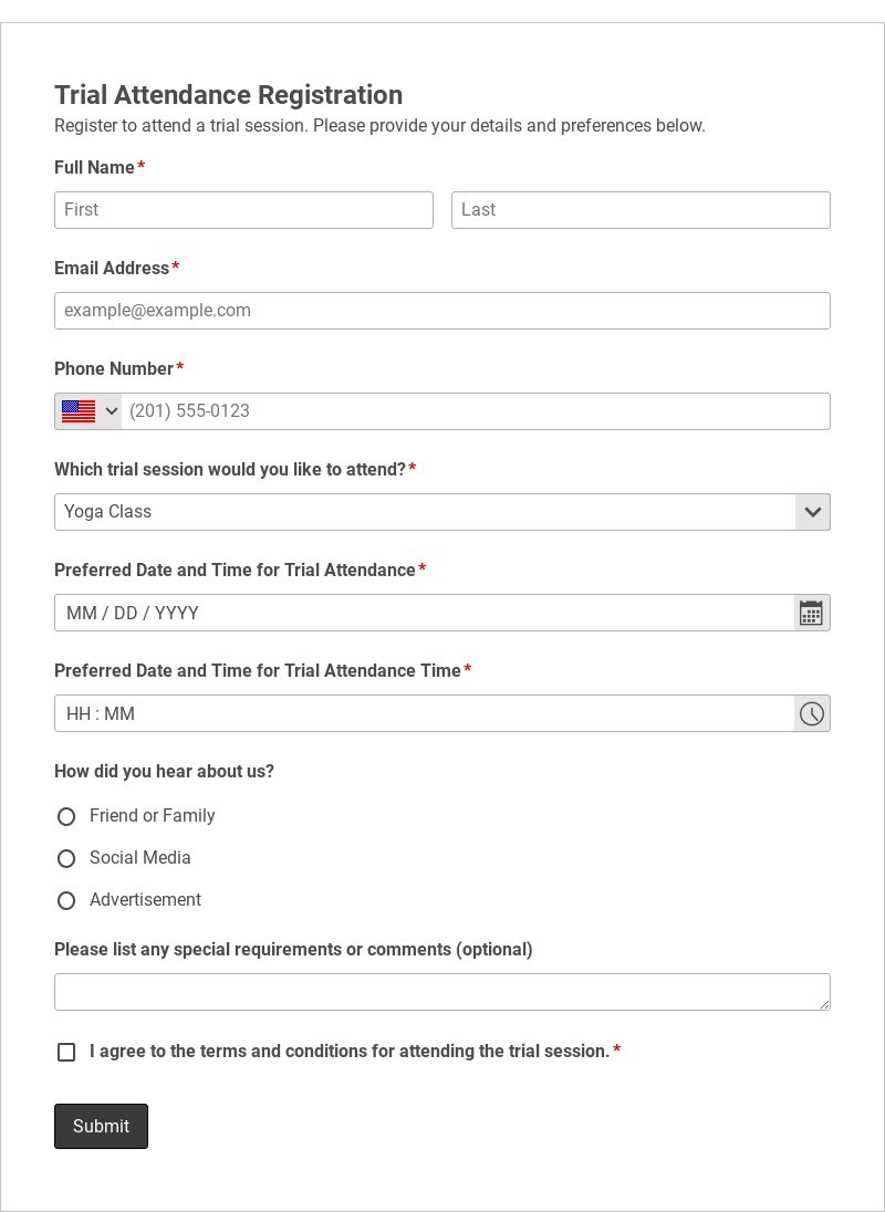 Trial Attendance Registration