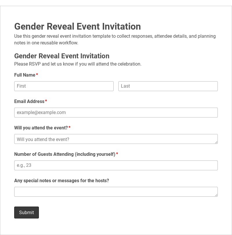 Gender Reveal Event Invitation
