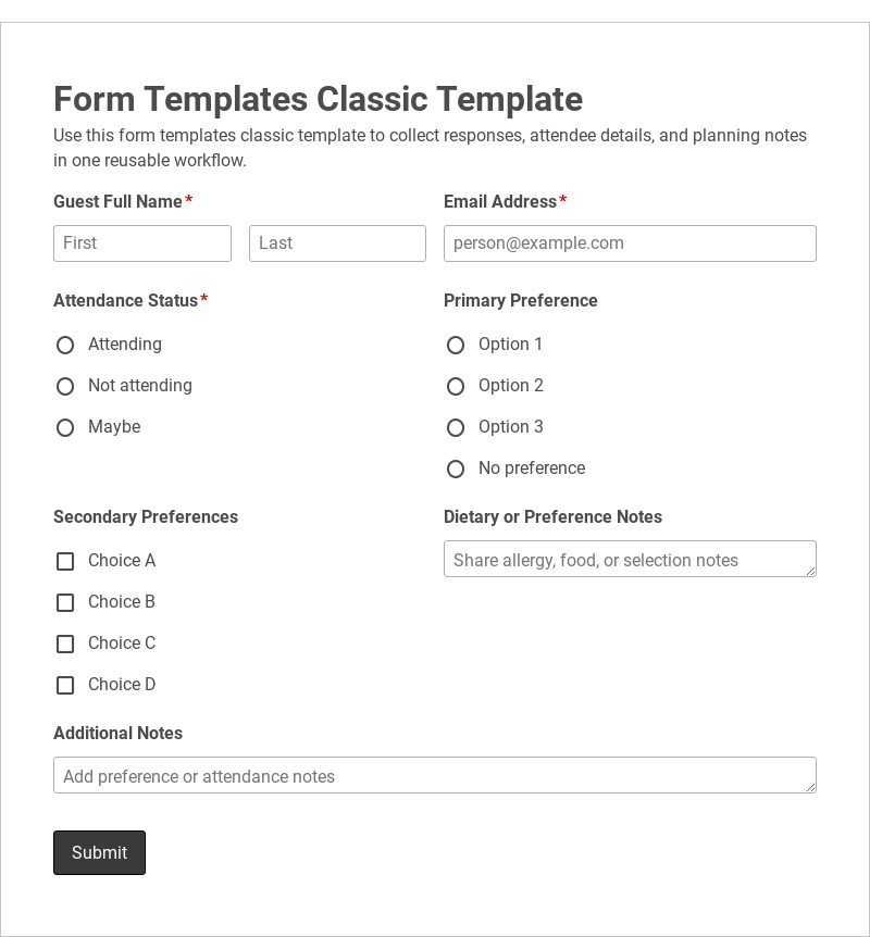 Form Templates Classic Template form template