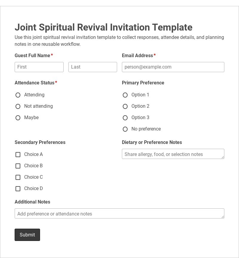 Joint Spiritual Revival Invitation Template form template