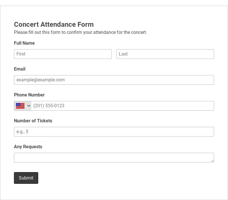 Concert Attendance Form