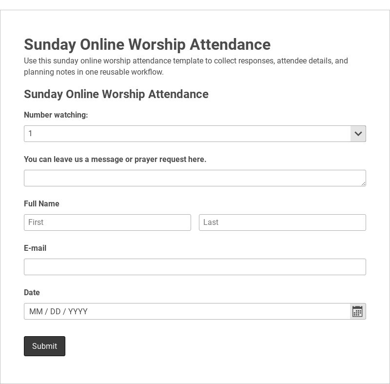 Sunday Online Worship Attendance