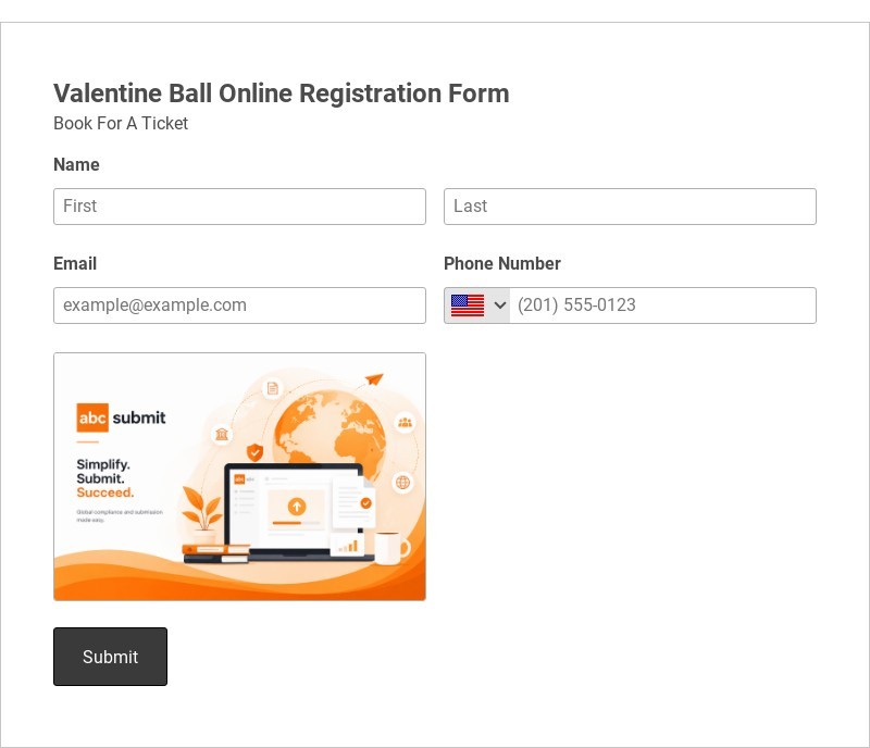 Valentine Ball Online Registration Form Template form template