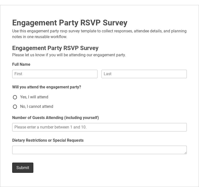 Engagement Party RSVP Survey