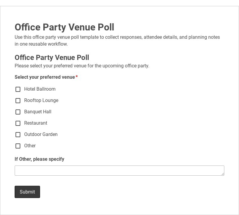 Office Party Venue Poll