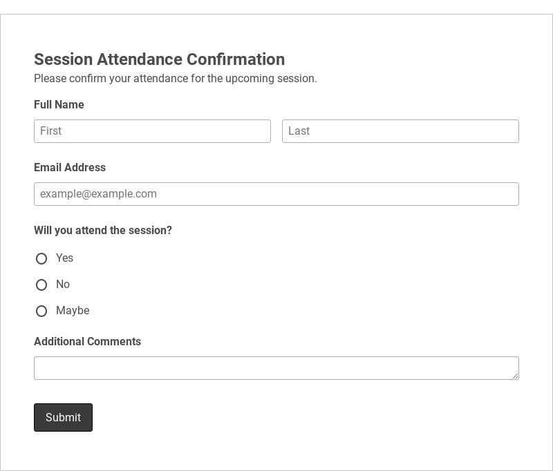 Session Attendance Confirmation