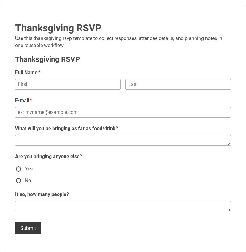 Thanksgiving RSVP