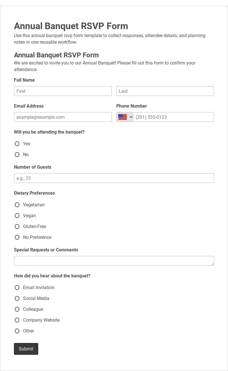 Annual Banquet RSVP Form