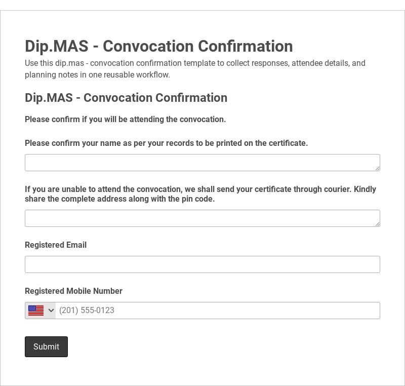 Dip.MAS - Convocation Confirmation