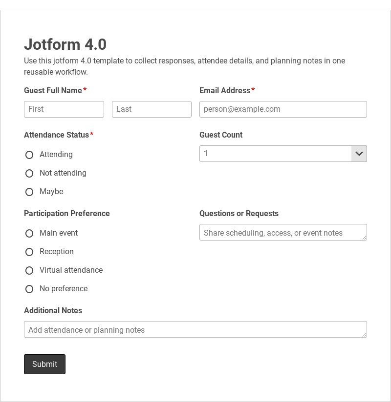 Jotform 4.0 form template