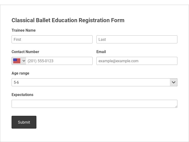 Classical Ballet Education Registration Form Template form template
