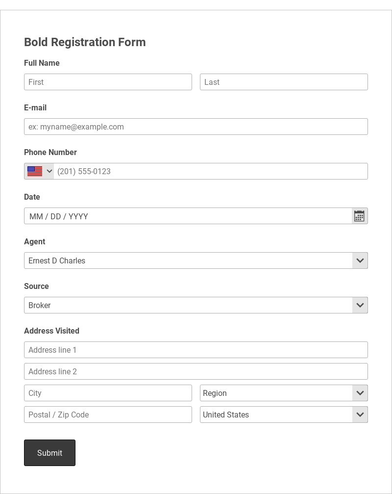 Bold Registration Form Template
