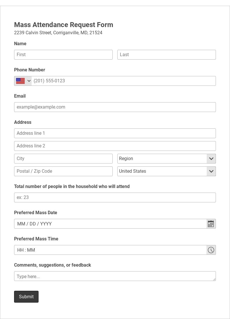 Mass Attendance Request Form