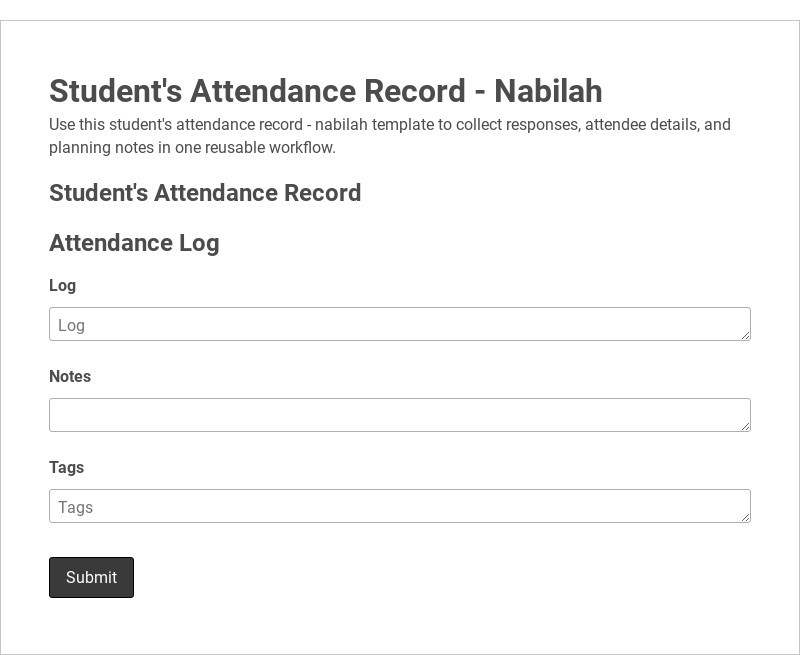 Student's Attendance Record - Nabilah