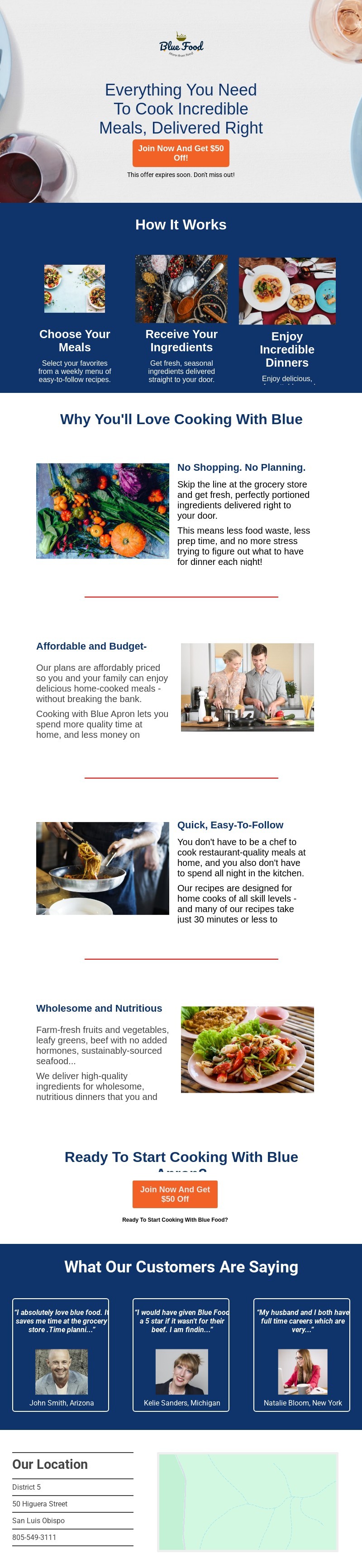 Blue Food Landing Page website template