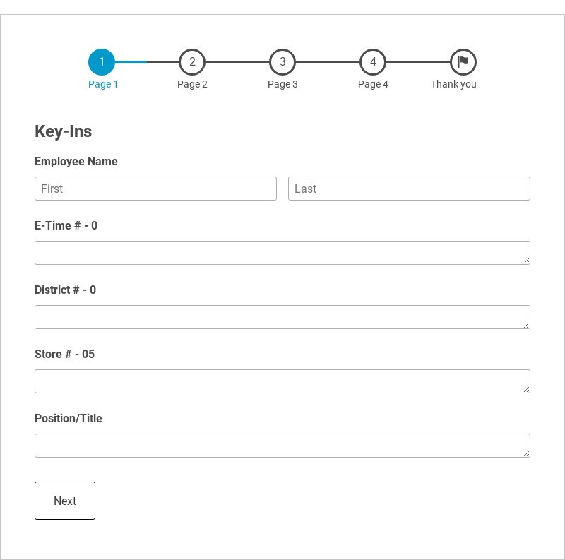 Key-Ins Template form template