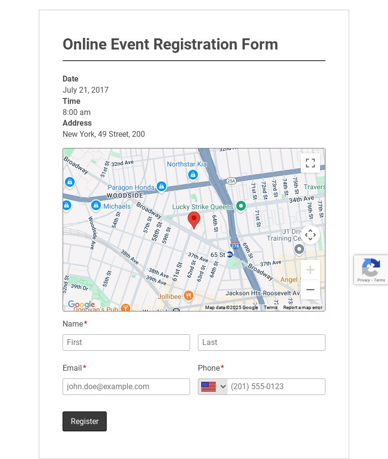 Online Event Registration Form