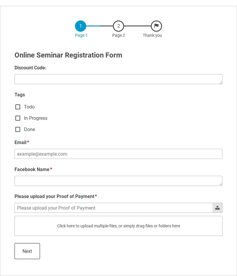 Online Seminar Registration Form Template form template