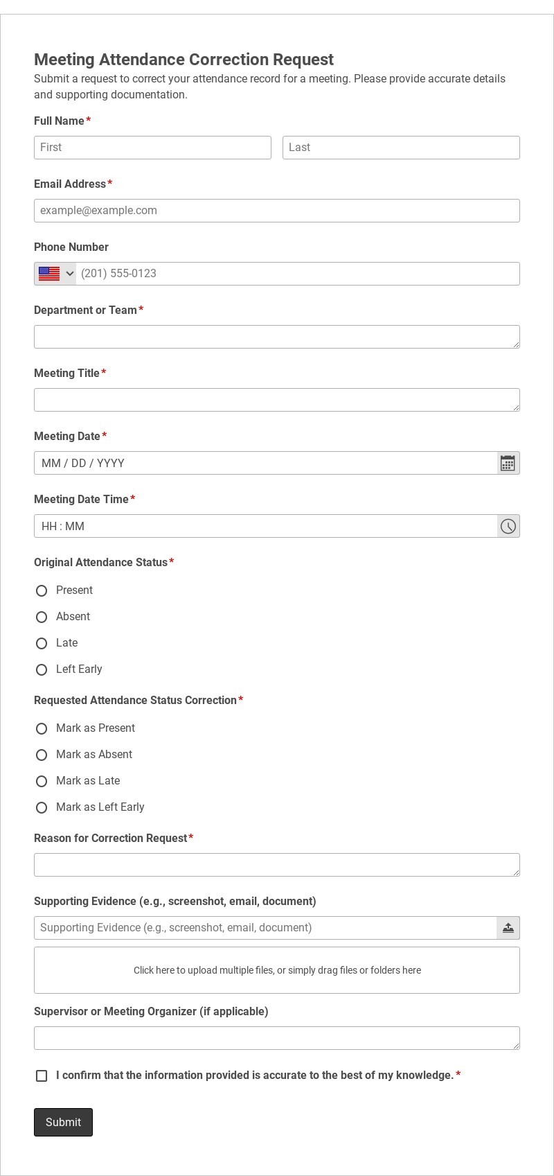 Meeting Attendance Correction Request