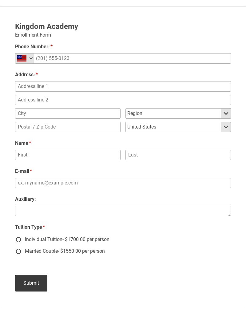 Sonship Registration Form Template form template