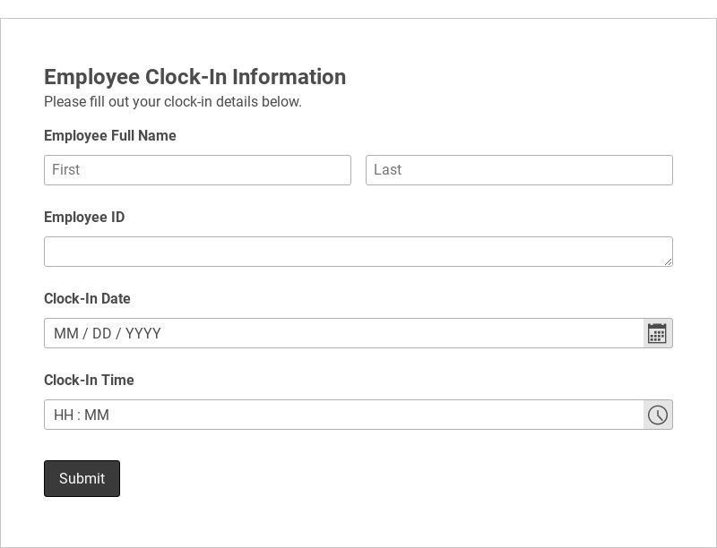 Employee Clock-In Form