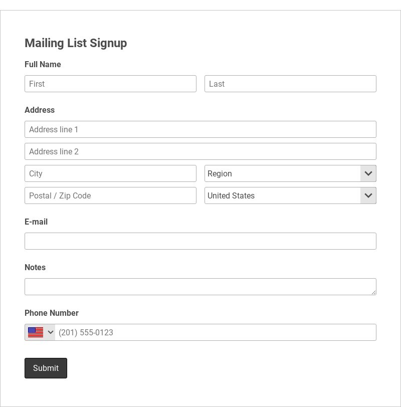 Mailing List Signup Form Template form template