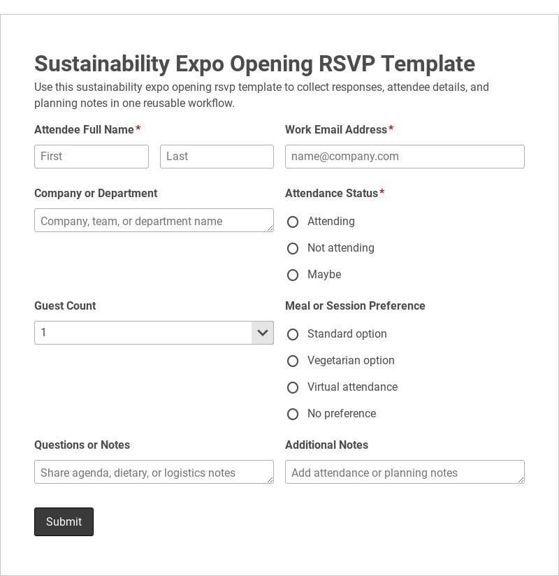 Sustainability Expo Opening RSVP Template