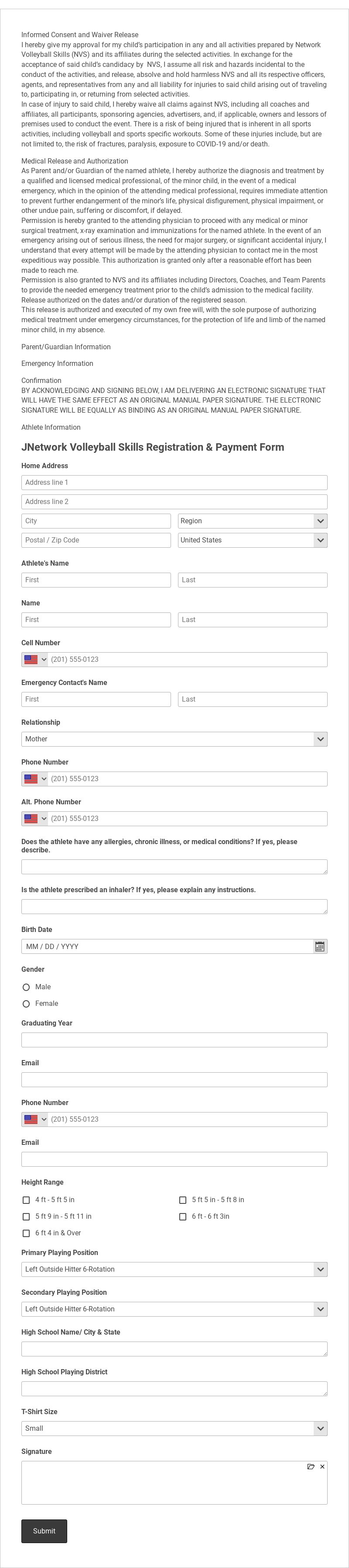 NVS Registration Form Template form template